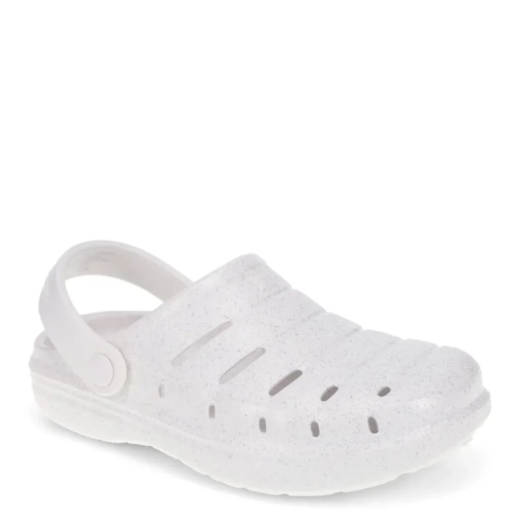 Rugged Shark LITTLE GIRL Clogs SIZE 2 White Sparkle Waterproof NEW